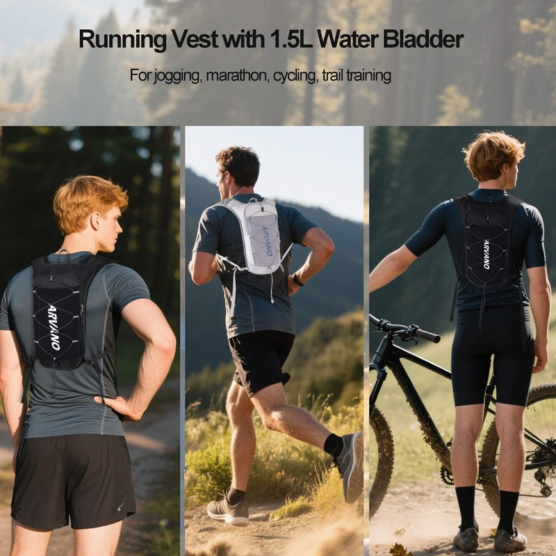 Arvano Running Vest Running Backpack with 1.5L Water Bladder, Lightweight