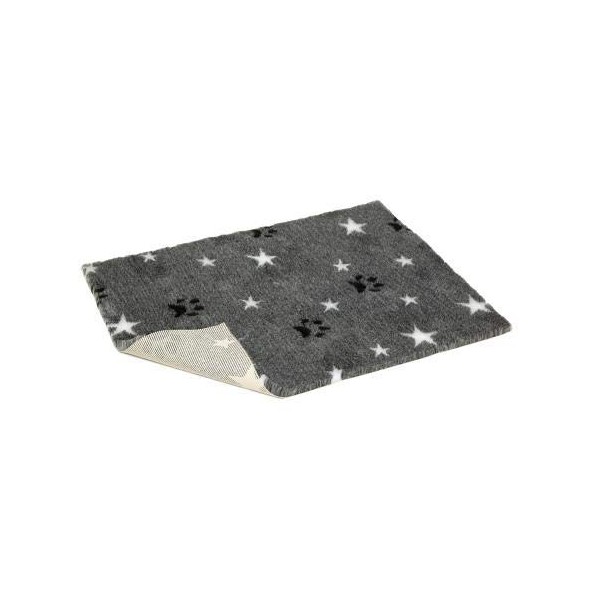 Vetbed NSGBPWS2620 Non-Slip Grey with Black Paws and White Stars