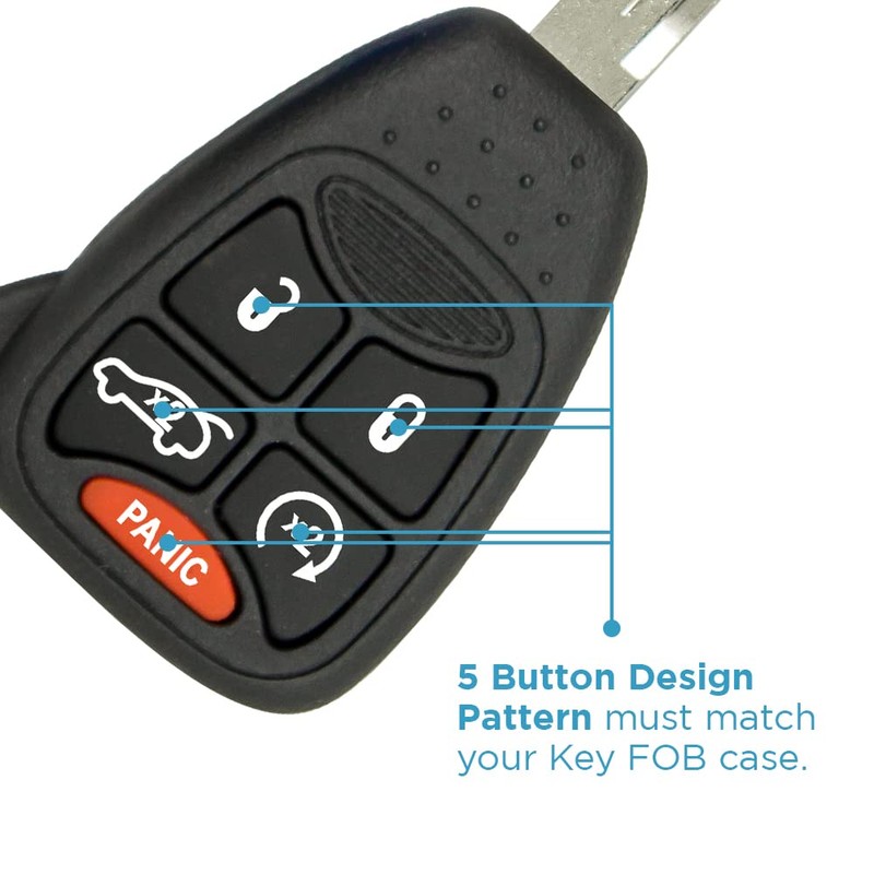Keyless2Go Replacement for 5 Button Remote Key Shell Chrysler Jeep