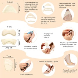 Almohadillas de Talón, Metatarsianas Adheribles y Rellenador de Zapatos para Zapatos de Mujer y Hombre, Plantillas de Bola de pie, Alivio Dolor en el Antepié, Prevención Callos y Ampollas, Antideslizante (Negro y Beige (20pzs), Unitalla)