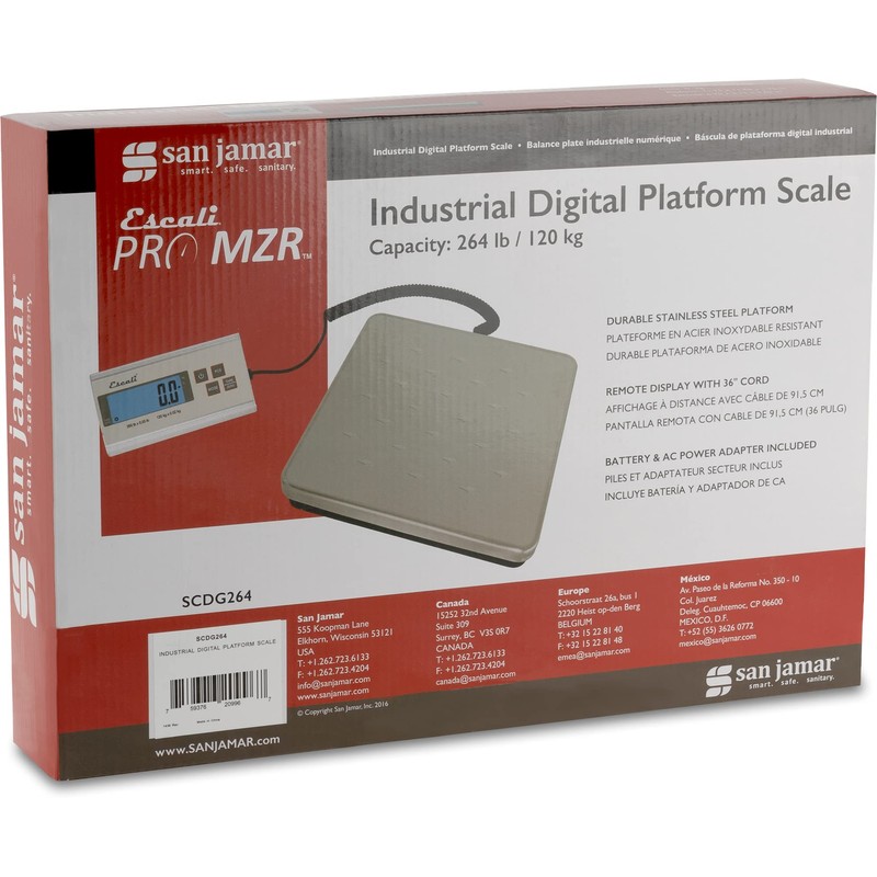 San Jamar Escali Stainless Steel Industrial Digital Platform Scale, Silver