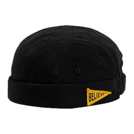 Docker Hat Brimless Hats Skullcap Beanie Hat Cap for Men Women Corduroy Retro Style Rolled Cuff Harbour Hat (Black)