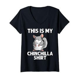 Womens Cool Chinchilla For Men Women Animal Lover Rodent Zookeeper V-Neck T-Shirt