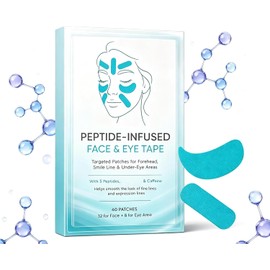 Cinta Facial y para Ojos con Péptidos – Parches Localizados para la Frente, Líneas de Expresión y Zona Periocular – Ayuda a Suavizar el Aspecto de Líneas Finas y Arrugas de Expresión – cinta facial para arrugas