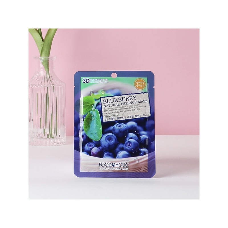 Foodaholic 3D Blueberry Natural Essence Mask Pack (10 sheets) /