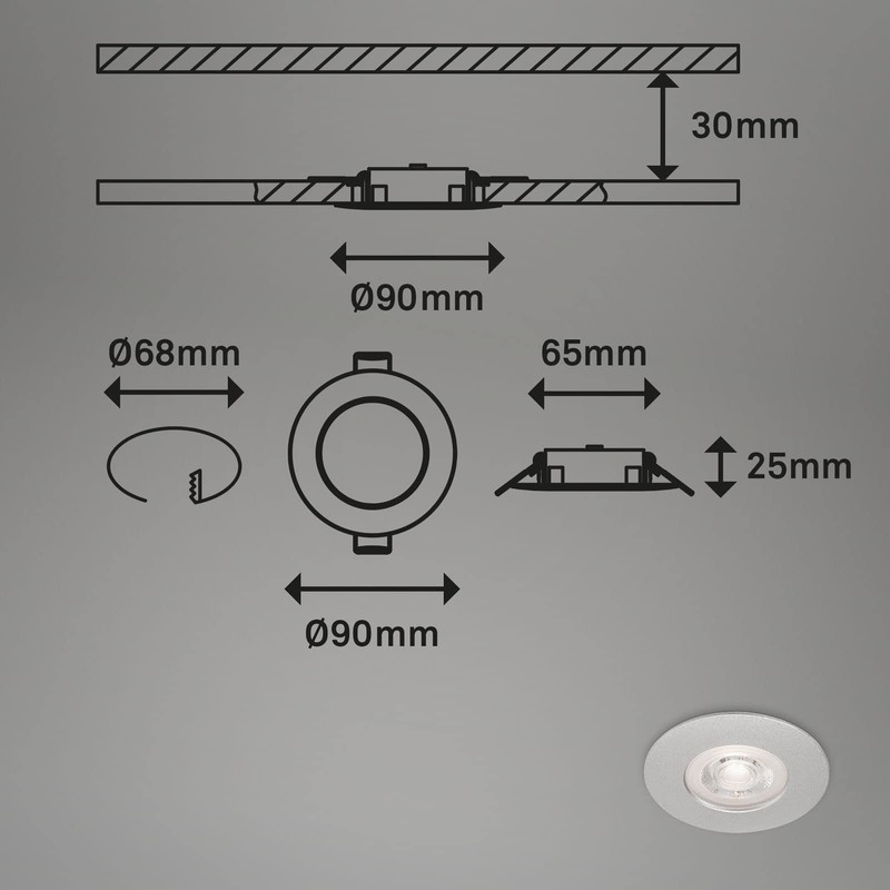 BRILONER Leuchten - 4er Set Einbauleuchten Decke LED, Einbaulampen ultraflach,