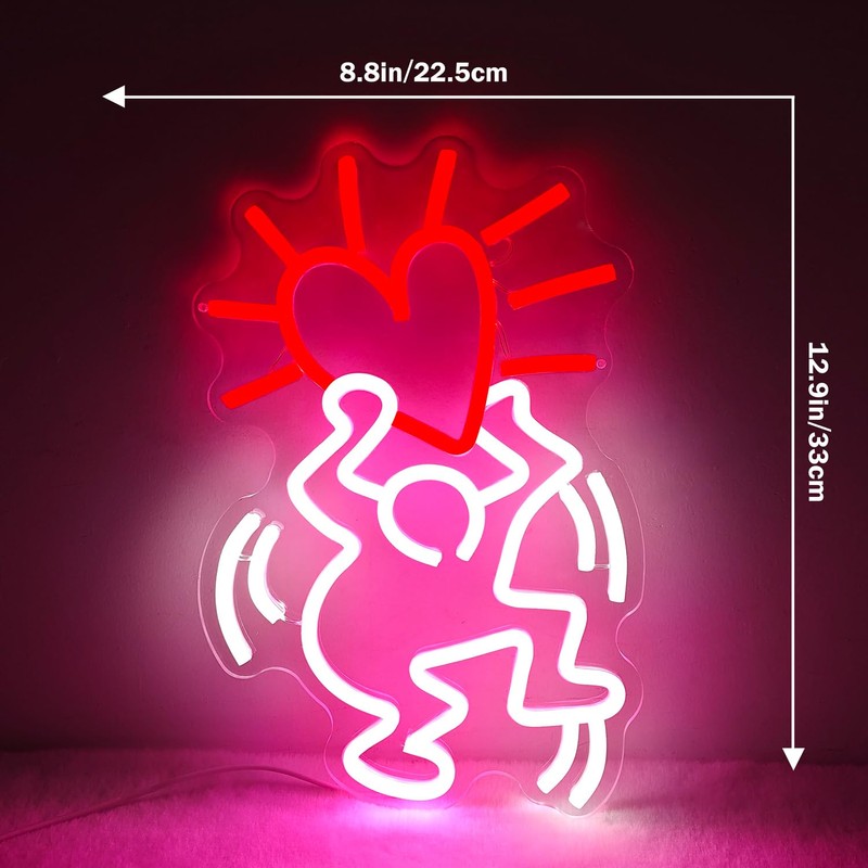 Keith Haring Neon Sign Heart Neon LED Signs Dimmable Graffiti