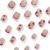 Heart Press on Nails Short Square Fake Nails Pink French