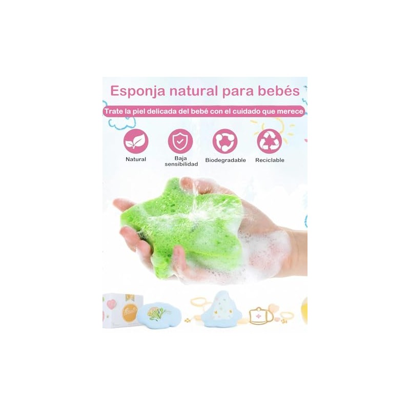4 Piezas Esponja Para Baño Bebe, Esponja De Baño Para