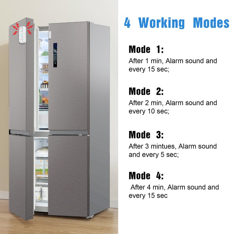 DAYTECH Freezer Door Alarm with Delay 1/2/3/4 mins When Left