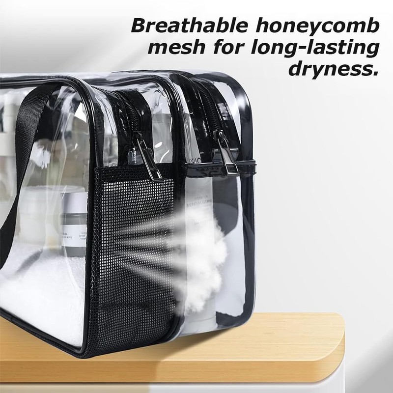 Large Clear PVC Cosmetic Bag, Multi-Functional Makeup Pouch, Travel Toiletry