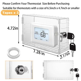 SHUESS 3 PCS Large Thermostat Lock Box with Key, Universal Thermostat Cover with Lock for Thermostat on Wall, AC Control Lock Box Cover with Key Fits Thermostats 7'' x 4.4'' x 2'' or Smaller