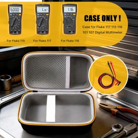 Comecase Hard Carrying Case for Fluke 117 115 116 101 107 Digital Multimeter - Shockproof Protective Bag with Handle, Mesh Pocket for Test Leads & Accessories (Black) (Black+Inside Black)
