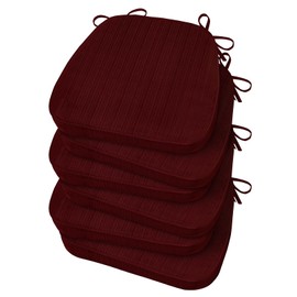 Basic Beyond Chair Cushions for Dining Chairs 6 Pack, D-Shaped Kitchen Chair Cushions with Ties Set of 6, 2.5" Thick Seat Cushions for Dining Room/Kitchen Chairs, 17" x 16", Burgundy