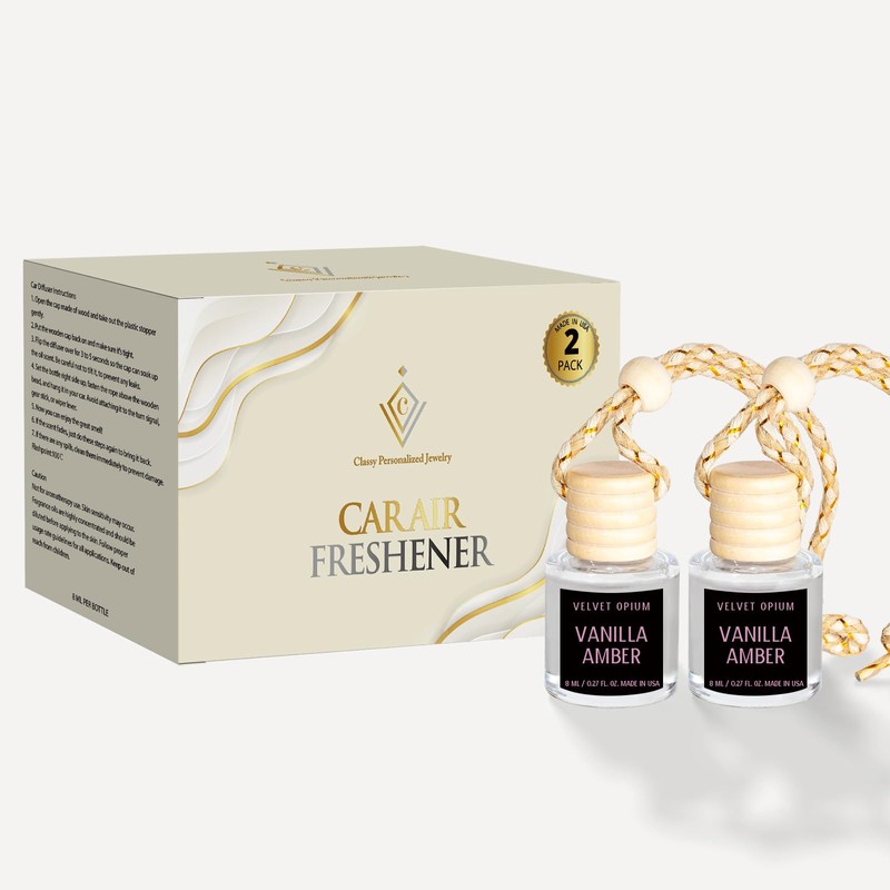 Car Air Freshener Hanging 2 Pack, Vanilla Amber Air Freshener