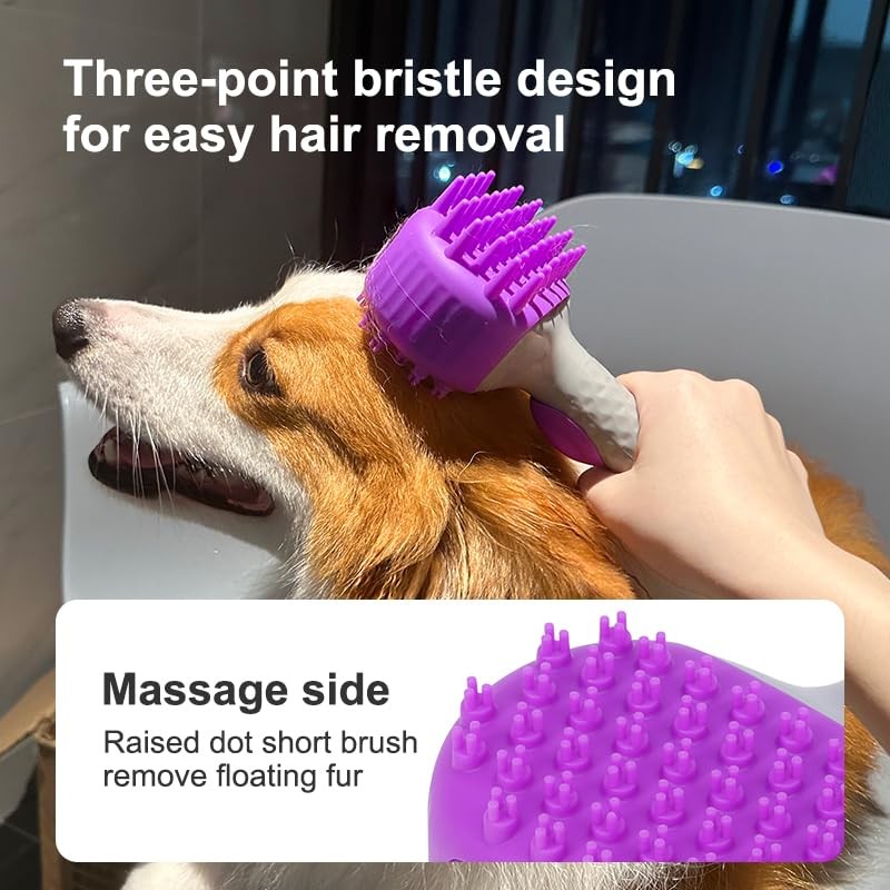 Pet Dog Bath Brush, 2 in 1 Silicone Brush Bathing