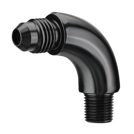 EVIL ENERGY 4AN to 1/8" NPT Male 90 Degree One Piece Full Flow Fitting Adapter Aluminum Black