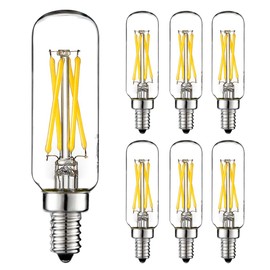LiteHistory E12 led Bulb Dimmable 4W Equal 40W led Candelabra Bulb Daylight 5000K Clear T6 T25 E12 Edison Bulb for Ceiling Fan,Chandelier AC120V 400LM 6Pack