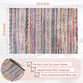 Darkyazi Colorful Door Mat 23.6" x 35.4" Waterproof and Stain-Resistant Front Door Mat, Low-Profile Floor Mats, PVC Non-Slip Doormat for Outdoor/Indoor Entrance/Kitchen(Bohemian Pinstripe)
