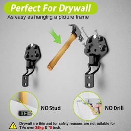 No Stud TV Wall Mount, FORFING MOUNT No Drill TV Mount Brackets, Drywall Studless TV Hanger Fits 26-90 Inch TVs, Holds up to 75KG, Max VESA 900 * 600mm, Easy Install with All Hardware Included