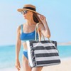 AIMALL Bohemian Striped Beach Bag with Double Zipper and Outer