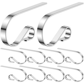 10Packs Christmas Stocking Holders Stainless Steel Stockings Hangers Non-Slip Mantel Stocking Hooks Christmas Stocking Clips for Door Fireplace Christmas Party Decoration(Silver)