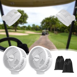 Magnetic Golf Cart Fan Rechargeable, 12000mAH Battery Operated Portable Fan with 3 Speeds, LED Lantern, Magnetic Base, Compatible with EZGO Club Car Yamaha, Golf Cart & Cruise Ship Accessories - White