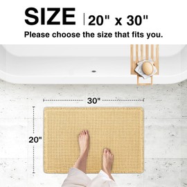 Siyaluens Luxury Waffle Bath Mat, Super Absorbent Non Slip Bathroom Rugs, Boho Ultra Soft Comfort Machine Washable Quick Dry Floor Mats with Tassels (Beige, 20" x 30")