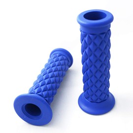 Yibid Motorcycle Hand Grips Open Bar End, Racing Soft Rubber Handlebar Universal for 7/8" (22mm) Handle Bar (Blue Grips)