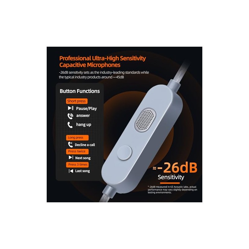 KZ M2 USB C IEM Cable con doble micrófono, DSP
