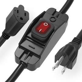 Extension Cord with Switch, Malictele 2FT 3 Prong 14AWG Outdoor Extension Cord Waterproof with Red Led On/Off Switch 15A 125V for Household Appliances Electrical Equipment