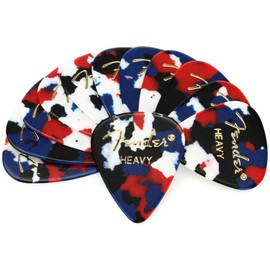 Fender Classic Celluloid Guitar Picks 351 Shape, Stocking Stuffers, Guitar Accessories, Confetti, Heavy, 12-Pack