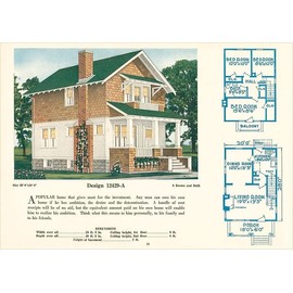 Single-Family Home, Rendering and Floor Plans - Vintage Image