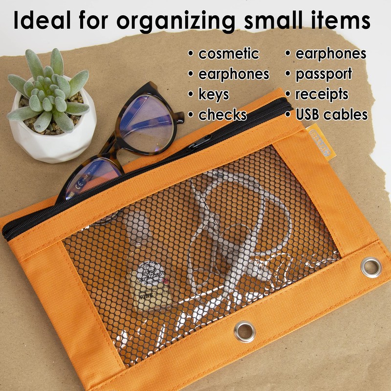 BAZIC Pencil Pouch 3 Ring Binder Pouch, Rivet Enforced Ring