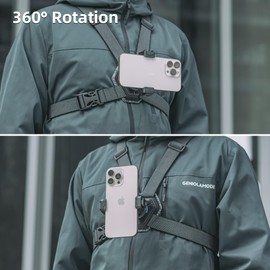 Rugvis - Arnés de montaje en el pecho para teléfono celular, soporte para grabación de video, bicicleta, kayak, pesca, monopatín, POV/VLOG, Negro 01