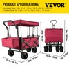 VEVOR Collapsible Wagon with Removable Canopy, 220lbs Heavy Duty Foldable