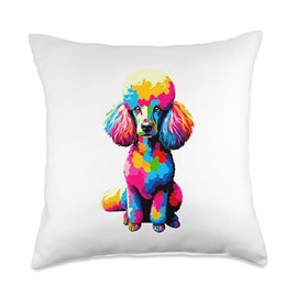 Colorful Pop Art Poodle Dog Toy Poodles Throw Pillow