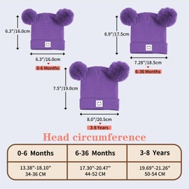 Baby Beanie Hat Toddler Infant Winter Knitted Hat Kids Soft Warm Pom Pom Beanie Cap for Boys Girls (3-8 Years, Purple)