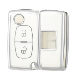 OFF WE GO OFF WE GO Autoschlssel Hlle TPU Schlsselhlle Cover fr Peugeot 207 307 308 407 408 3008 5008 Citroen C2 C3 C4 C5 C6 C8 Auto Schlssel Schlsselbox Damen M?nner Schlsselgeh?use, Wei? Silber