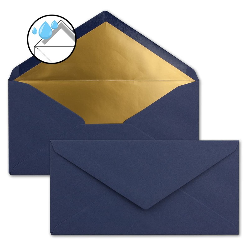 Envelopes size DIN Long, gummed, wet seal, Gold / Silver