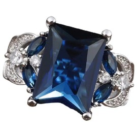 925 Sterling Silver Ladies Sapphire Rings Gorgeous Rings Angel Wings Wedding Rings Charming Fashion Marquise Rings Moonstone Diamond Jewelry Casual Accessories Engagement Rings Size 6-10 586 (10)