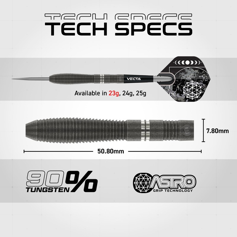 WINMAU Darts Callisto 23g 90% Professional Tungsten Steel Tip Darts