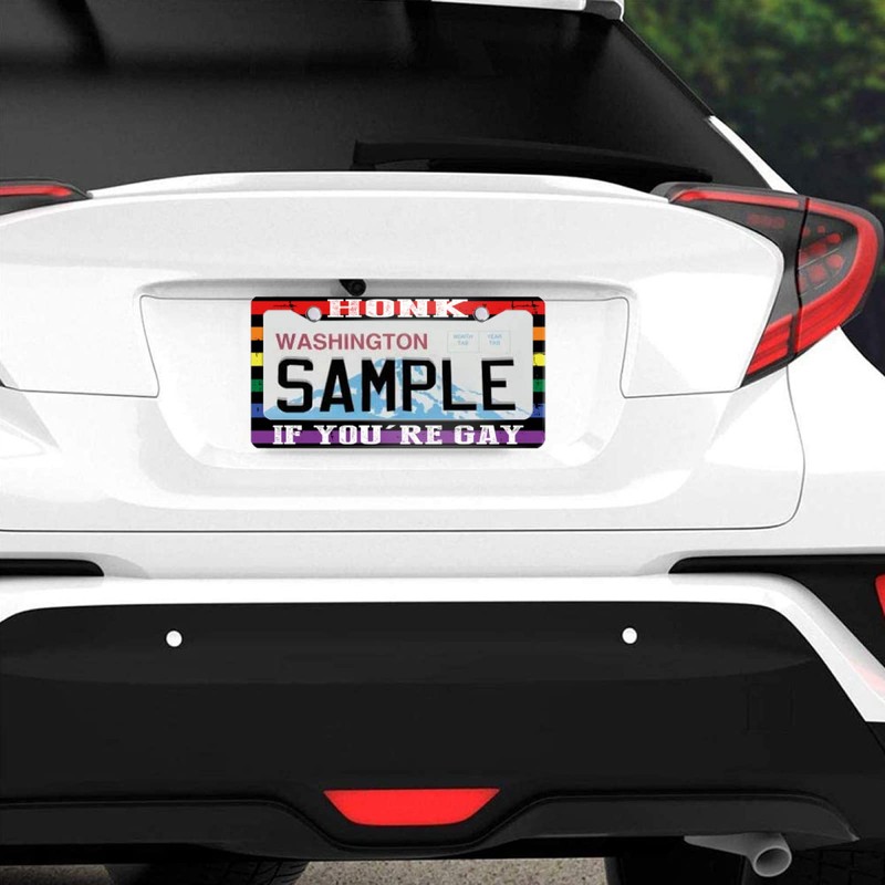Honk If You're Gay License Plate Frame Pride Funny Stainless