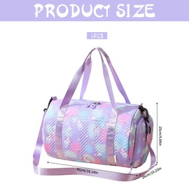 Women's Sports Bag, Swimming Bag, with Shoe Compartment, Wet Compartment, Sports Bag Girls, Waterproof Training Bag, Unicorn Yoga Bag, Hand Luggage Bag, Gym Bag, for Travel, Fitness, Sports, purple,