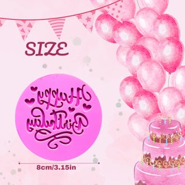 PTaizjjz 2PCS Happy Birthday Cookie Stamp Cookie Cutters,Acrylic Round Cookies Cutters,Happy Birthday Embosser 3D Design Cookie Embosser for Baking