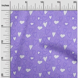 oneOone Polyester Spandex Violet Fabric Valentine Heart Quilting Supplies Print Sewing Fabric by The Yard 56 Inch Wide