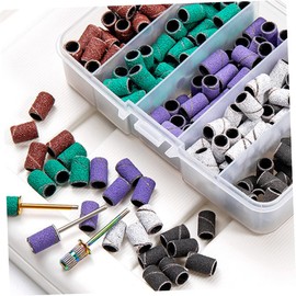 Mikinona Nail Polishing Bands with Mandrel 250pcs Sanding Bands for Nail Drill Fine Grit White Sanding Bands for Manicure