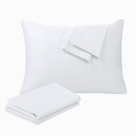 100% Egyptian Cotton King Pillow Protectors Set of 2, 400 Thread Count Sateen Weave Cooling Pillowcase, Easy Care Zippered Style Pillow Covers (White, King)