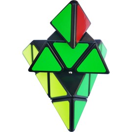 Pyramid Cube Speed Cube Glow in Dark Magic Speed Cube 3-D Brain Teasers IQ Puzzles for Kids and Adults (Black Background Sticker)