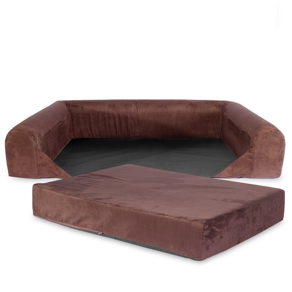KOPEKS - Replacement Cover (Only) for - Deluxe Orthopedic Memory Foam Sofa Lounge Dog Bed - Large - Brown